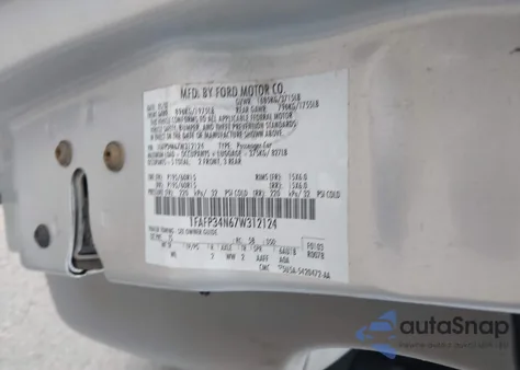 2007 Ford Focus S/Se/Ses z USA, uszkodzony, nr VIN 1FAFP34N67W312124